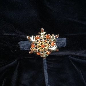 Coro Snowflake Goldtone with amber rhinestones